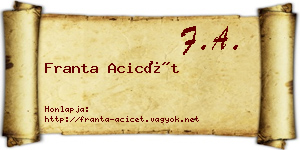 Franta Acicét névjegykártya